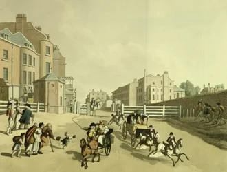 Eingang der Oxford Street am Tyburn Turnpike mit Blick auf Park Lane, 1798